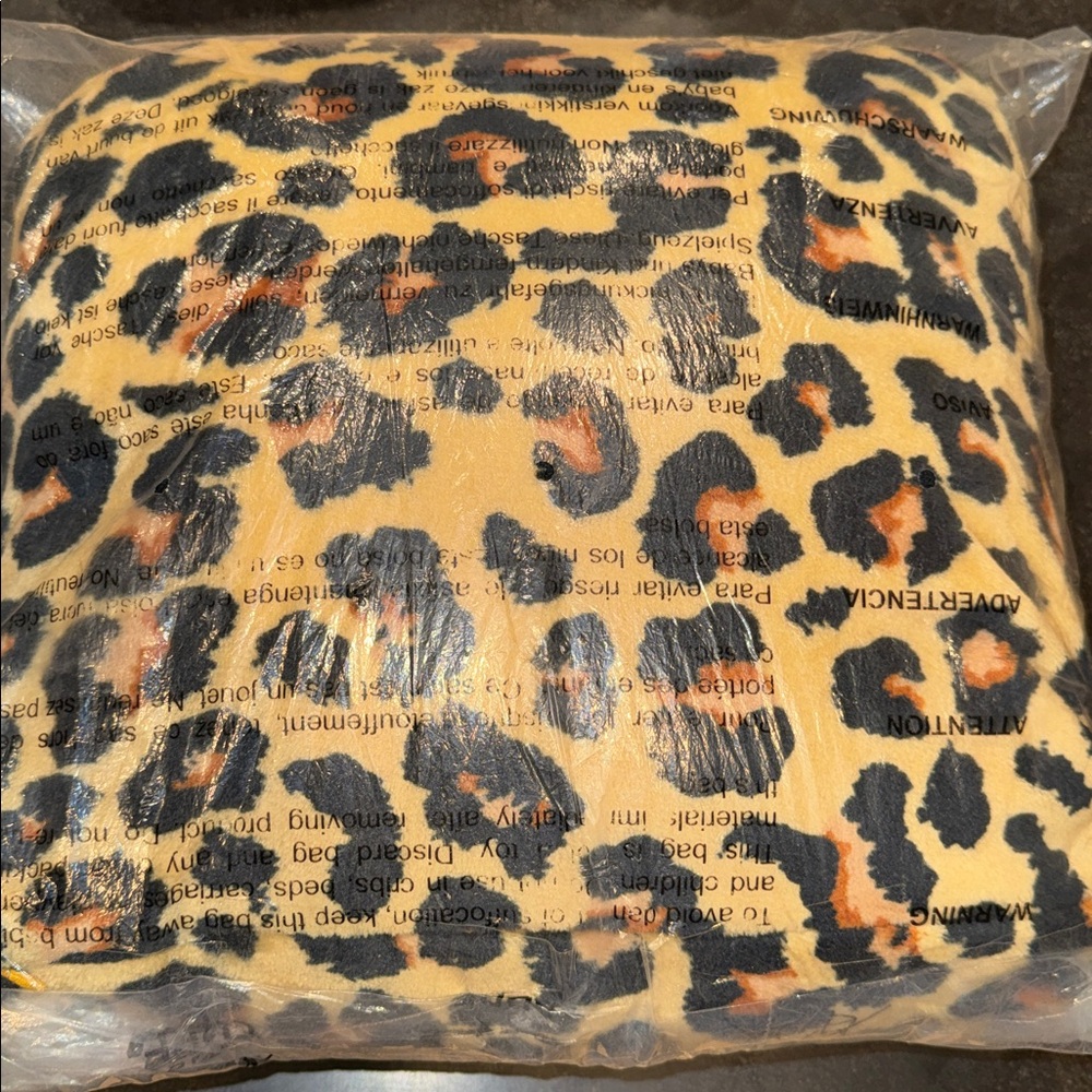 Leopard Print Pillow with Black and Brown Accents